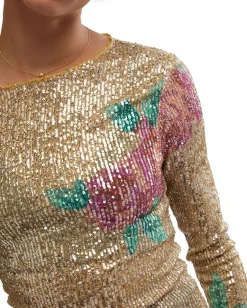 Women Free People Printed Gold Rush Long Sleeve