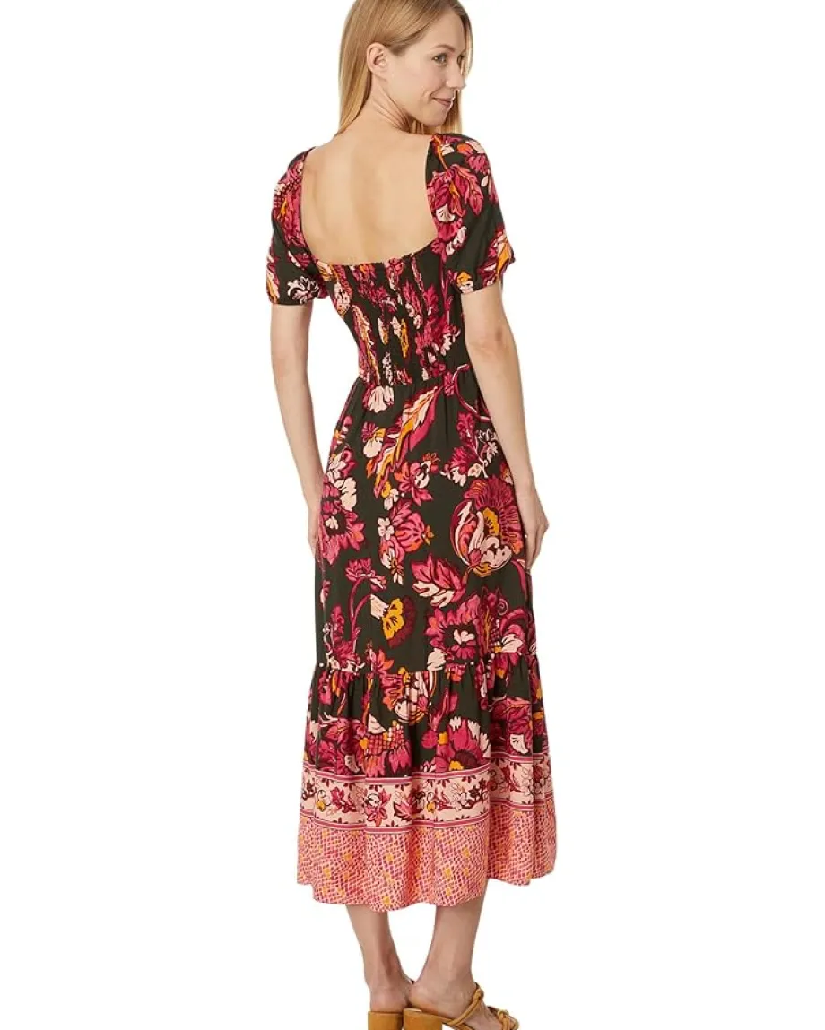 Women Adrianna Papell Printed Puff Sleeve Midi Dress