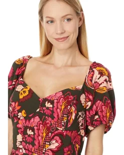 Women Adrianna Papell Printed Puff Sleeve Midi Dress