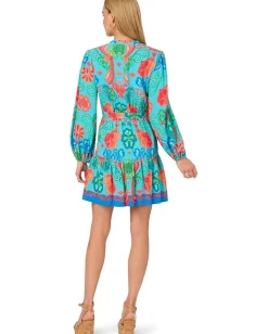 Adrianna Papell Printed Short Dress Blue Multi 2 Best