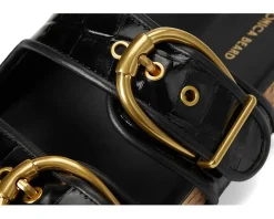 Veronica Beard Prue Black Croc Print Leather New