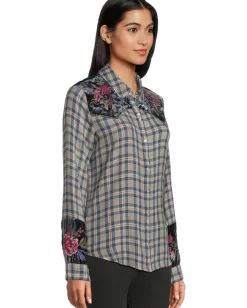 Women Johnny Was Puff Sleeve Western Shirt - Sassiba