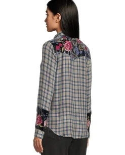 Women Johnny Was Puff Sleeve Western Shirt - Sassiba