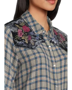 Women Johnny Was Puff Sleeve Western Shirt - Sassiba