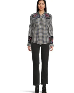 Women Johnny Was Puff Sleeve Western Shirt - Sassiba