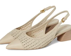 Franco Sarto Racer9 Slingback Shoes Alabaster Faux Leather Weave Online