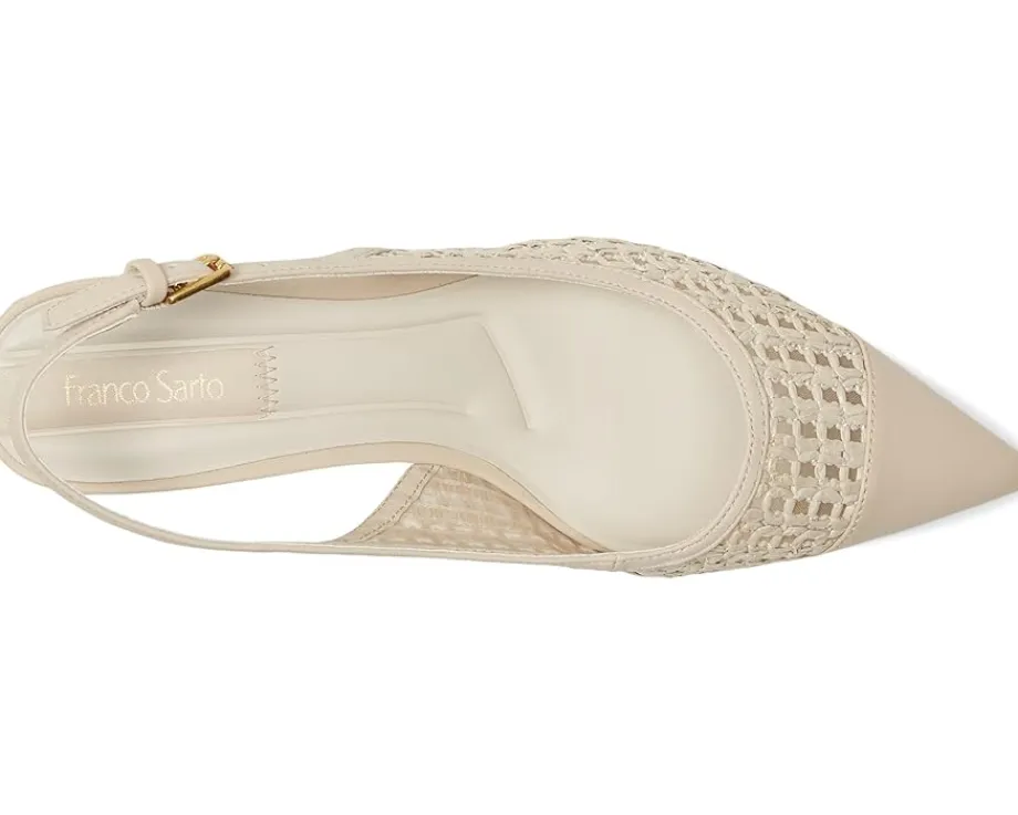 Franco Sarto Racer9 Slingback Shoes Alabaster Faux Leather Weave Online