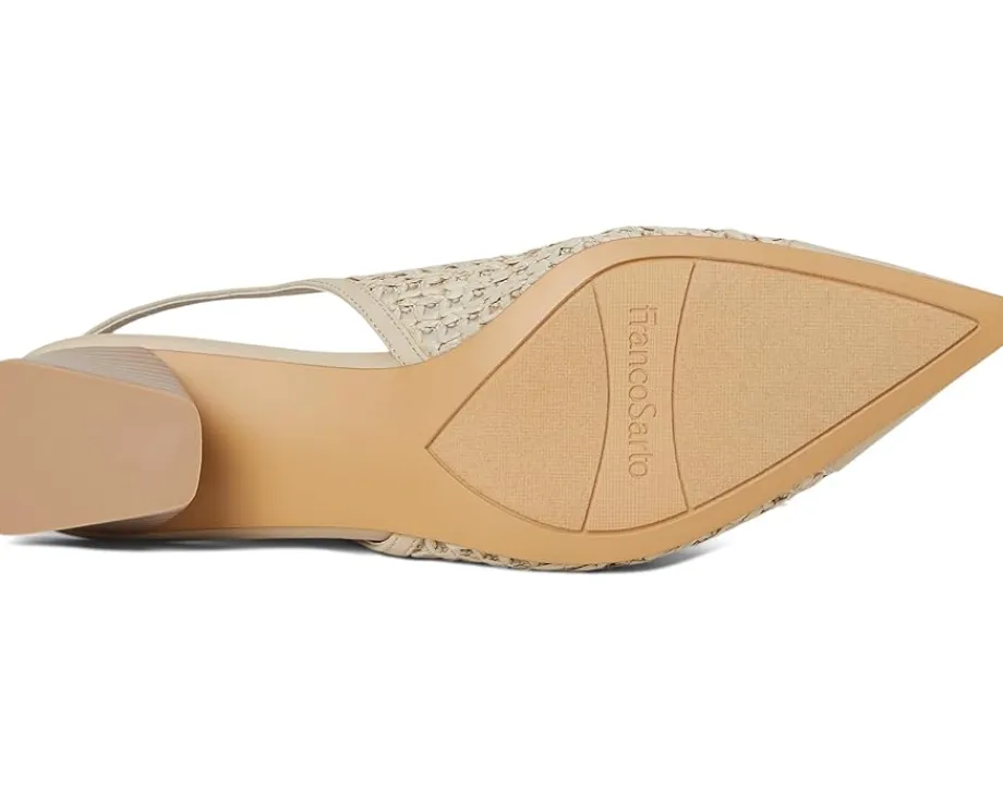 Franco Sarto Racer9 Slingback Shoes Alabaster Faux Leather Weave Online
