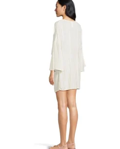 BECCA Radiance Plunge Tie Front Tunic Cover-up White Clearance