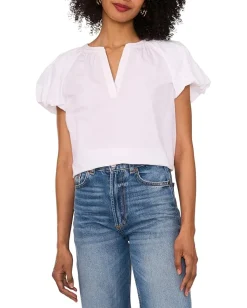 Vince Camuto Raglan Puff Sleeve Blouse Ultra White Discount