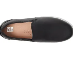 FitFlop Rally Leather Slip-On Skate Sneakers Black Outlet