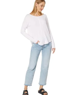 Women bobi Los Angeles Raw Edge Long Sleeve Top