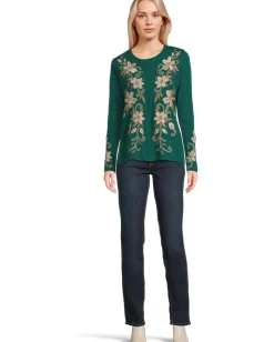 Johnny Was Raw Seam Crew Neck Tee - Corinthe Botanical Garden Hot