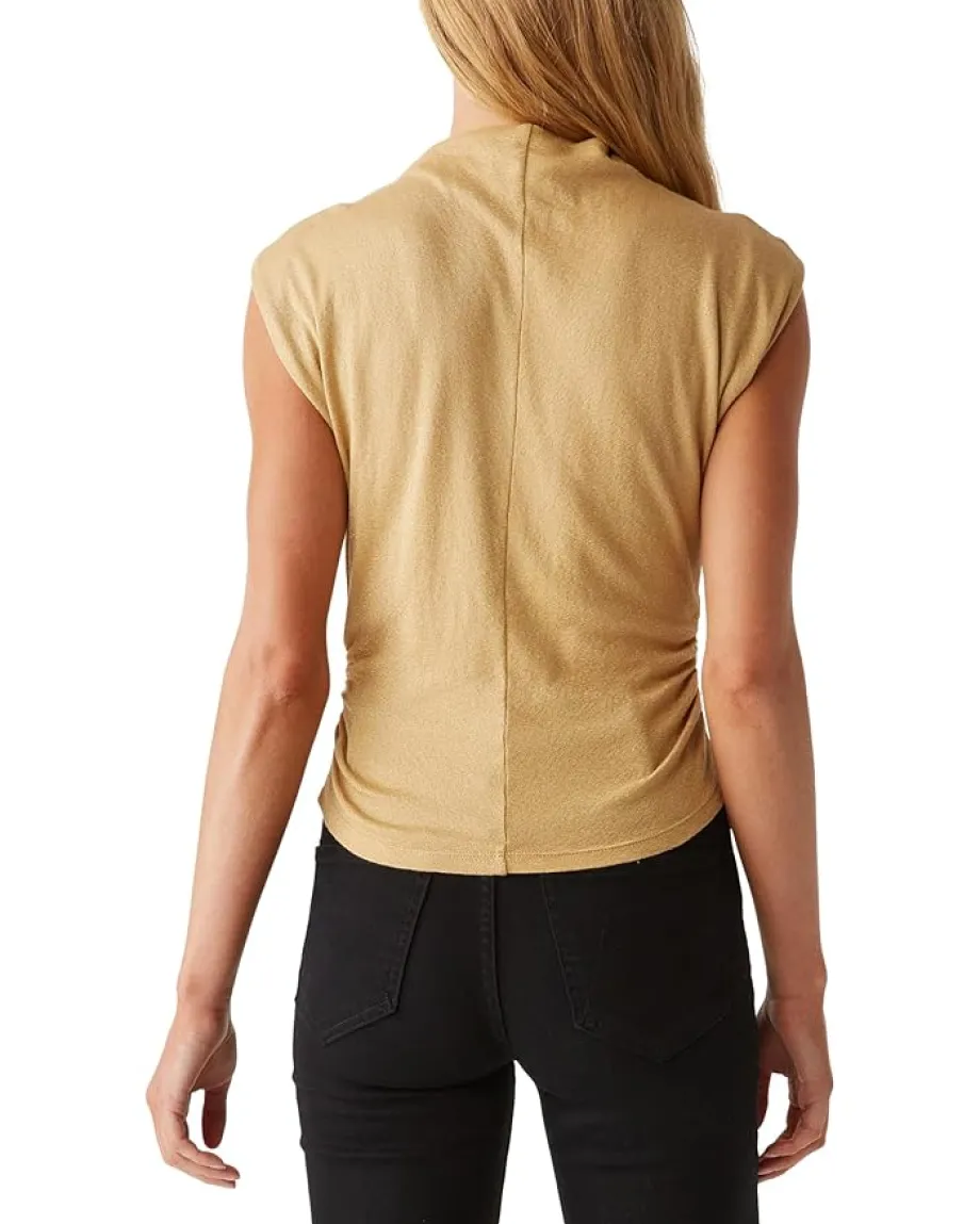 Women Michael Stars Reese Mock Neck Power Shoulder Top