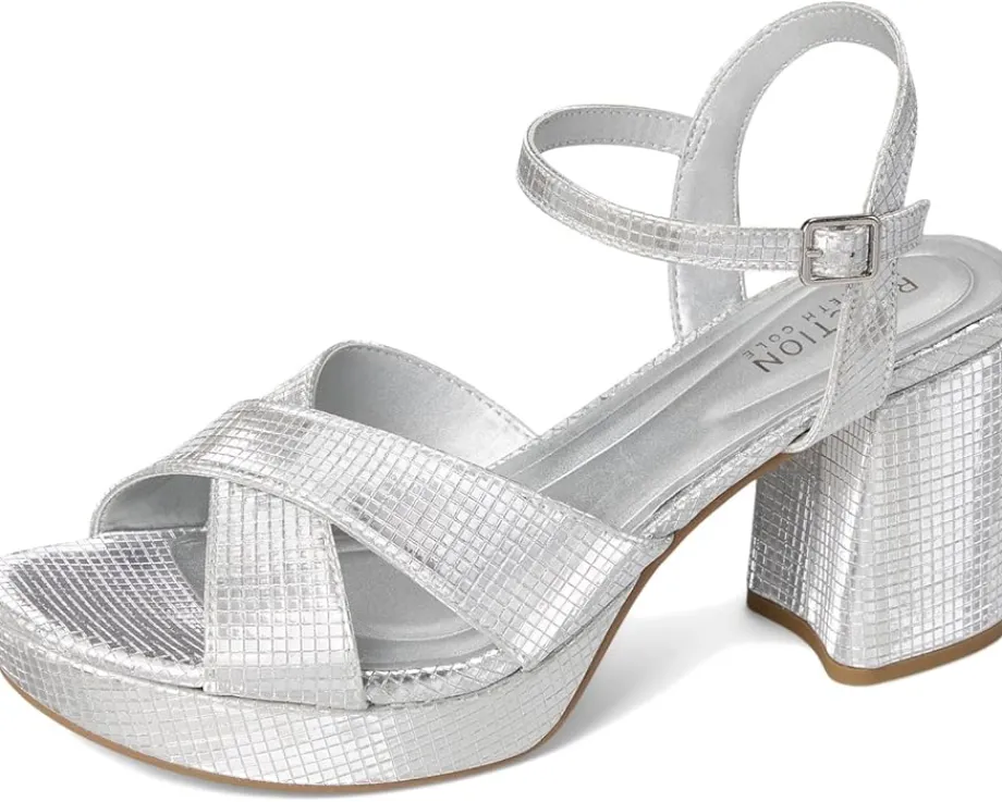 Kenneth Cole Reaction Reeva Platform Silver Grid Metallic Online