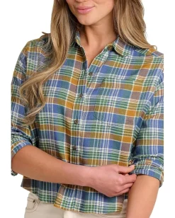 Toad&Co Re-Form Flannel Boxy Long Sleeve Shirt Kyanite Tonal Madras Sale