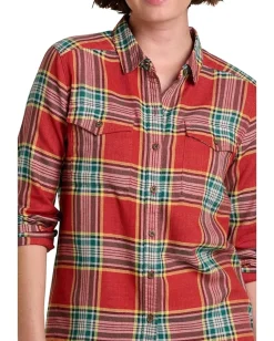Toad&Co Re-Form Flannel Long Sleeve Shirt Campfire Windowpane Clearance