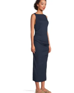 Michael Stars Reign Knife Neck Midi Pleated Dress Nocturnal Best