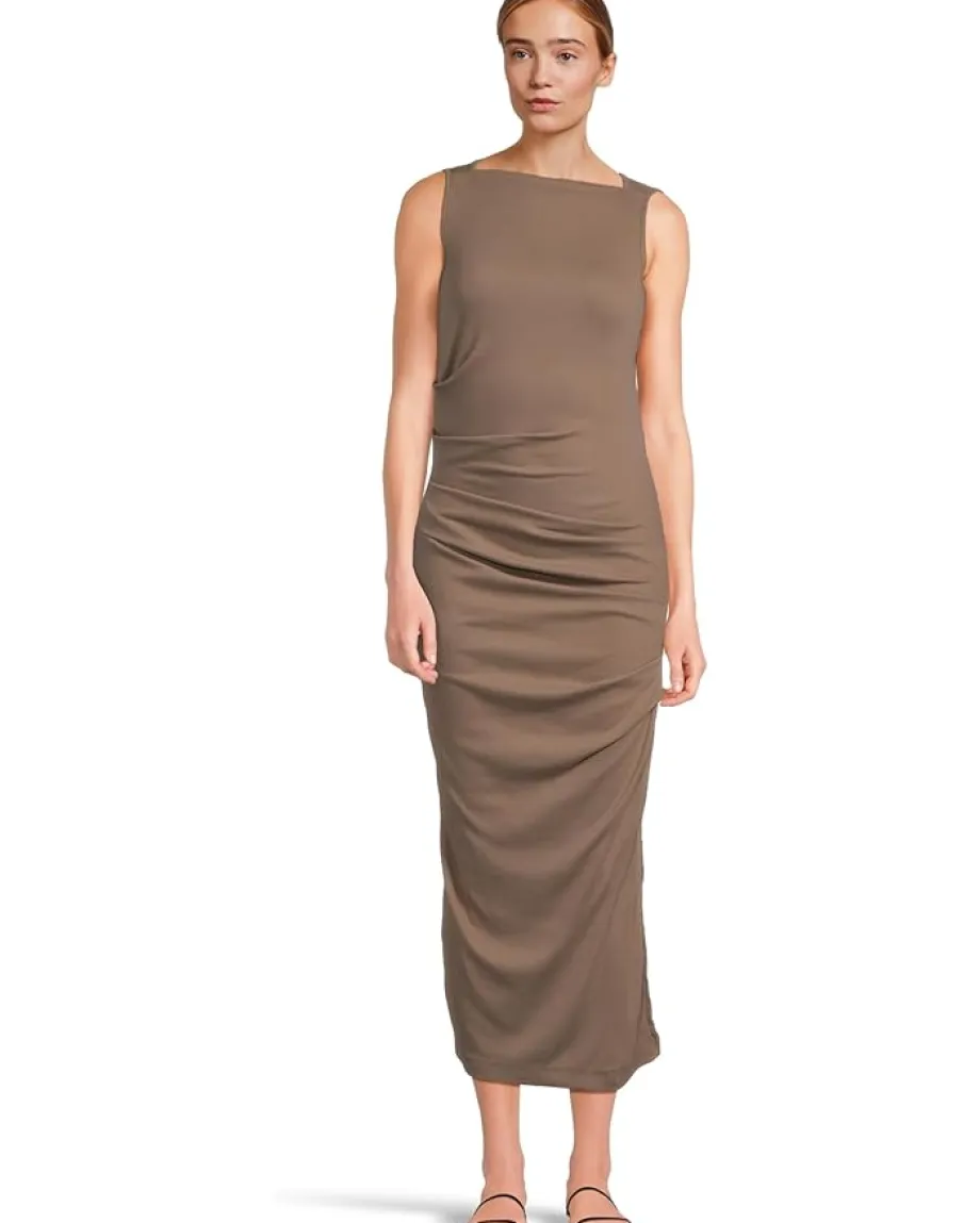 Women Michael Stars Reign Knife Neck Midi Pleated Dress