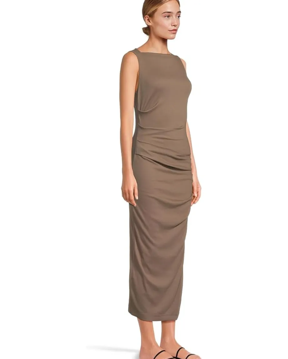 Women Michael Stars Reign Knife Neck Midi Pleated Dress