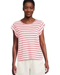 Sanctuary Relaxed Cap Sleeve Tee Cayenne/White Stripe Online