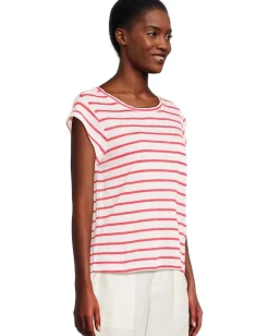 Sanctuary Relaxed Cap Sleeve Tee Cayenne/White Stripe Online