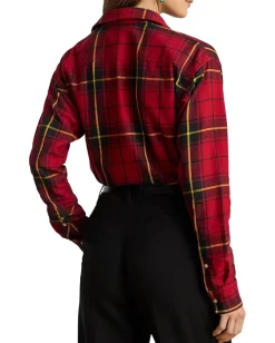 Women Lauren Ralph Lauren Relaxed Fit Checked Plaid Cotton Shirt