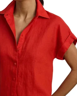 Women Lauren Ralph Lauren Relaxed Fit Linen Short-Sleeve Shirt