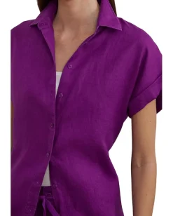 Women Lauren Ralph Lauren Relaxed Fit Linen Short-Sleeve Shirt