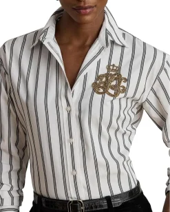 Women Lauren Ralph Lauren Relaxed Fit Striped Cotton Shirt