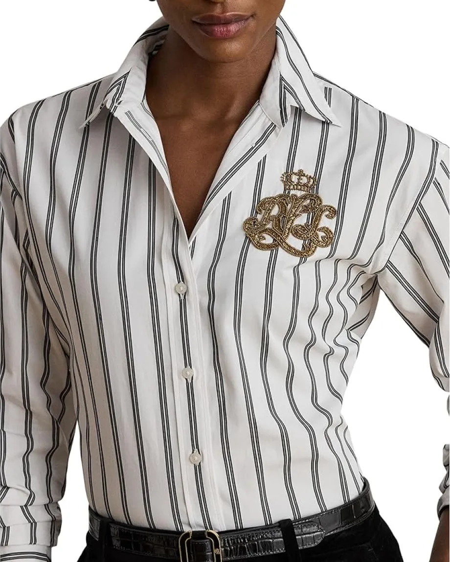 Women Lauren Ralph Lauren Relaxed Fit Striped Cotton Shirt