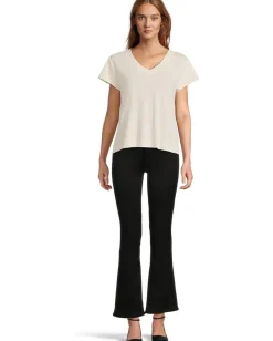 Lilla P Relaxed Short Sleeve V-Neck Tee Talc New