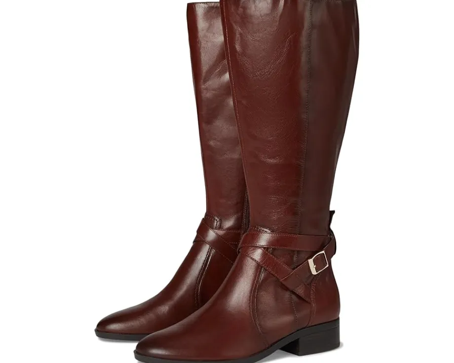 Naturalizer Rena2 Extra Wide Calf Boots Deep Saddle Brown Leather Discount