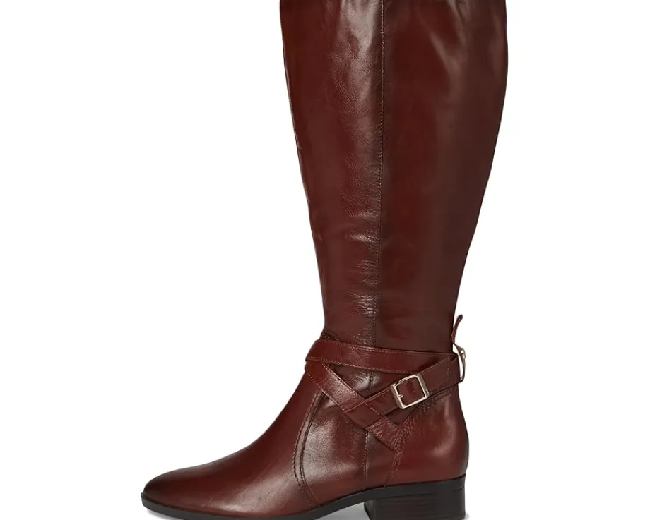 Naturalizer Rena2 Extra Wide Calf Boots Deep Saddle Brown Leather Discount