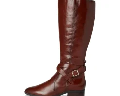 Naturalizer Rena2 Wide Calf Boots Deep Saddle Brown Leather Outlet