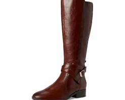 Naturalizer Rena2 Wide Calf Boots Deep Saddle Brown Leather Outlet