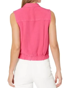 KUT from the Kloth Renata Front Twist Sleeveless Blouse w/ Collar Magenta Online