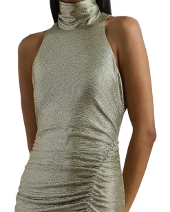 Lauren Ralph Lauren Retleah-Sleeveless-Gown Olive Grove/Gold Foil Hot