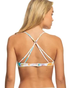 Roxy Retro Reversible Athletic Tri Bikini Top Snow White Pualani Combo Outlet