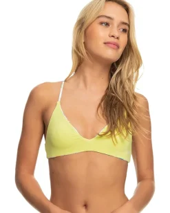 Roxy Retro Reversible Athletic Tri Bikini Top Snow White Pualani Combo Outlet