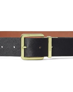 Lauren Ralph Lauren Reversible Crosshatch Leather Belt Black/Lauren Tan Outlet