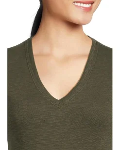 Lilla P Rib Slub Long Sleeve V-Neck Lichen Hot