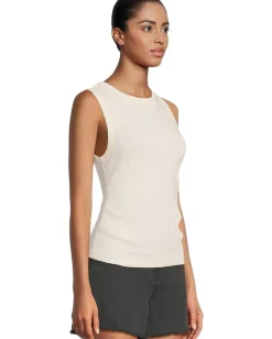 Lilla P Rib Slub Side Pleat Tank Talc Discount