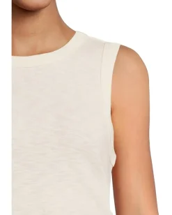 Lilla P Rib Slub Side Pleat Tank Talc Discount