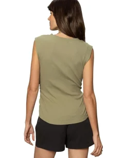 Sanctuary Ribbed Ruched Tank Sage Online