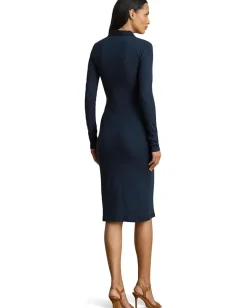 Lauren Ralph Lauren Rib-Knit Cotton-Blend Polo Dress Lauren Navy Outlet