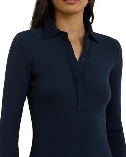 Lauren Ralph Lauren Rib-Knit Cotton-Blend Polo Dress Lauren Navy Outlet