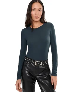 Women AllSaints Rina Long Sleeve Crew Neck