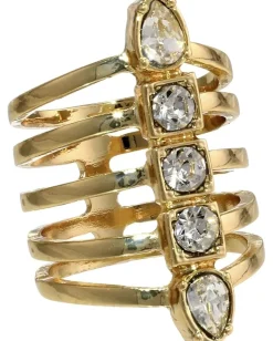 BCBGeneration Ring Nation Rib Cage Ring New Gold/Crystal Online
