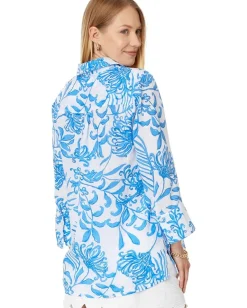 Lilly Pulitzer Riverlyn Pieced Print Tunic Resort White Glisten In The Sun Hot